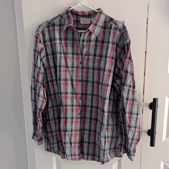 Cottage essentials women’s Plaid cotton Button-Up Shirt XL - Picture 1 of 4